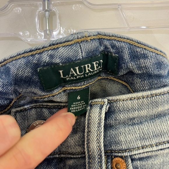 RALPH RAUREN High Rise Skinny Ankle Jeans with White Tuxedo Stripe Light Blue - Picture 12 of 13